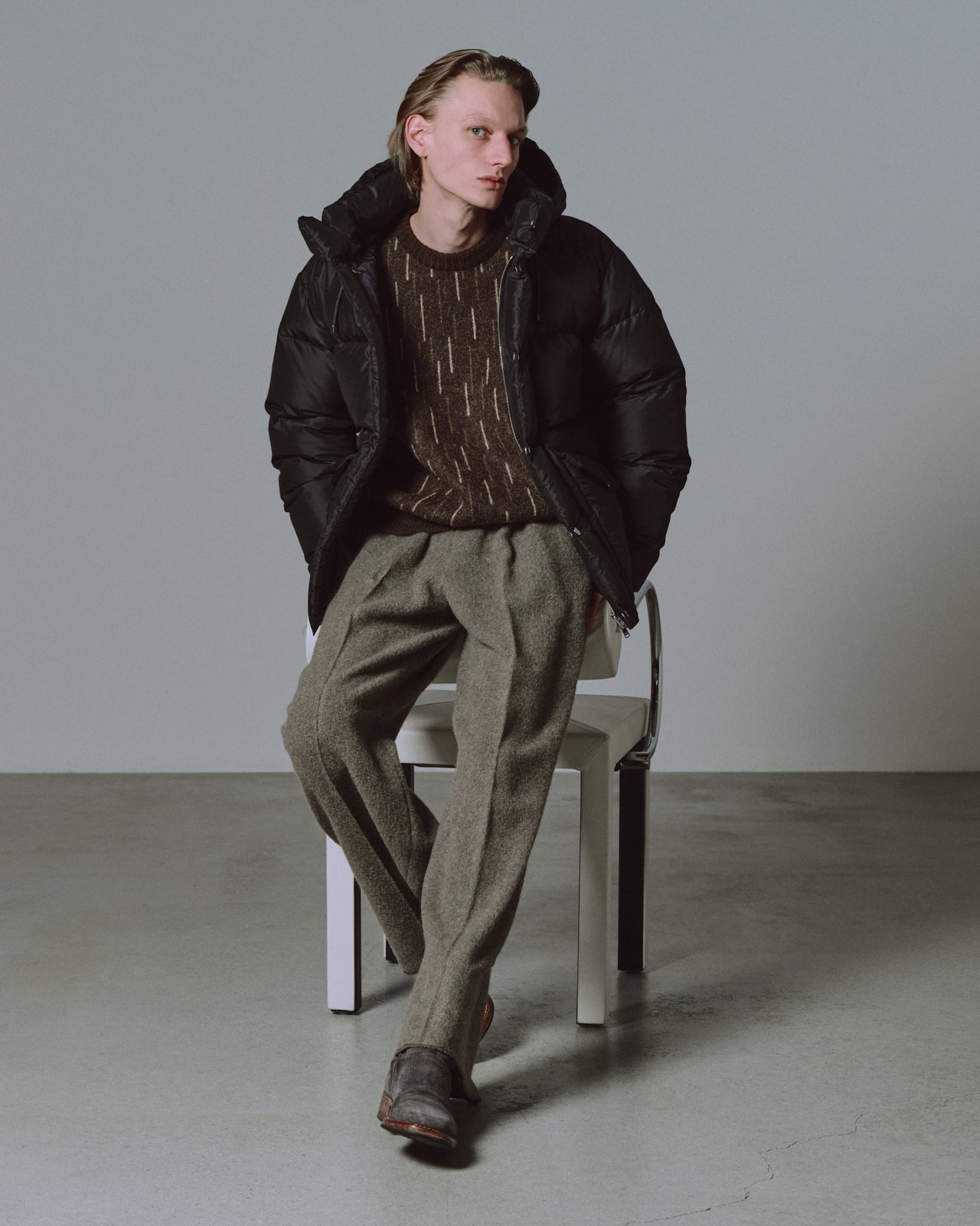 シルクタフタ / シルクダウンパーカー, Black
