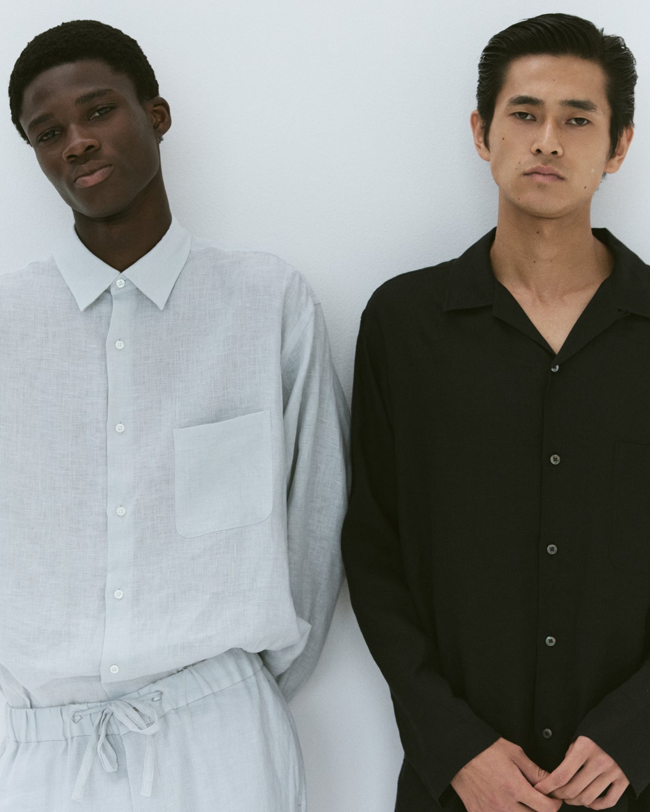 ヘンプ細布 / コンフォートフィットオープンカラーシャツ, Black