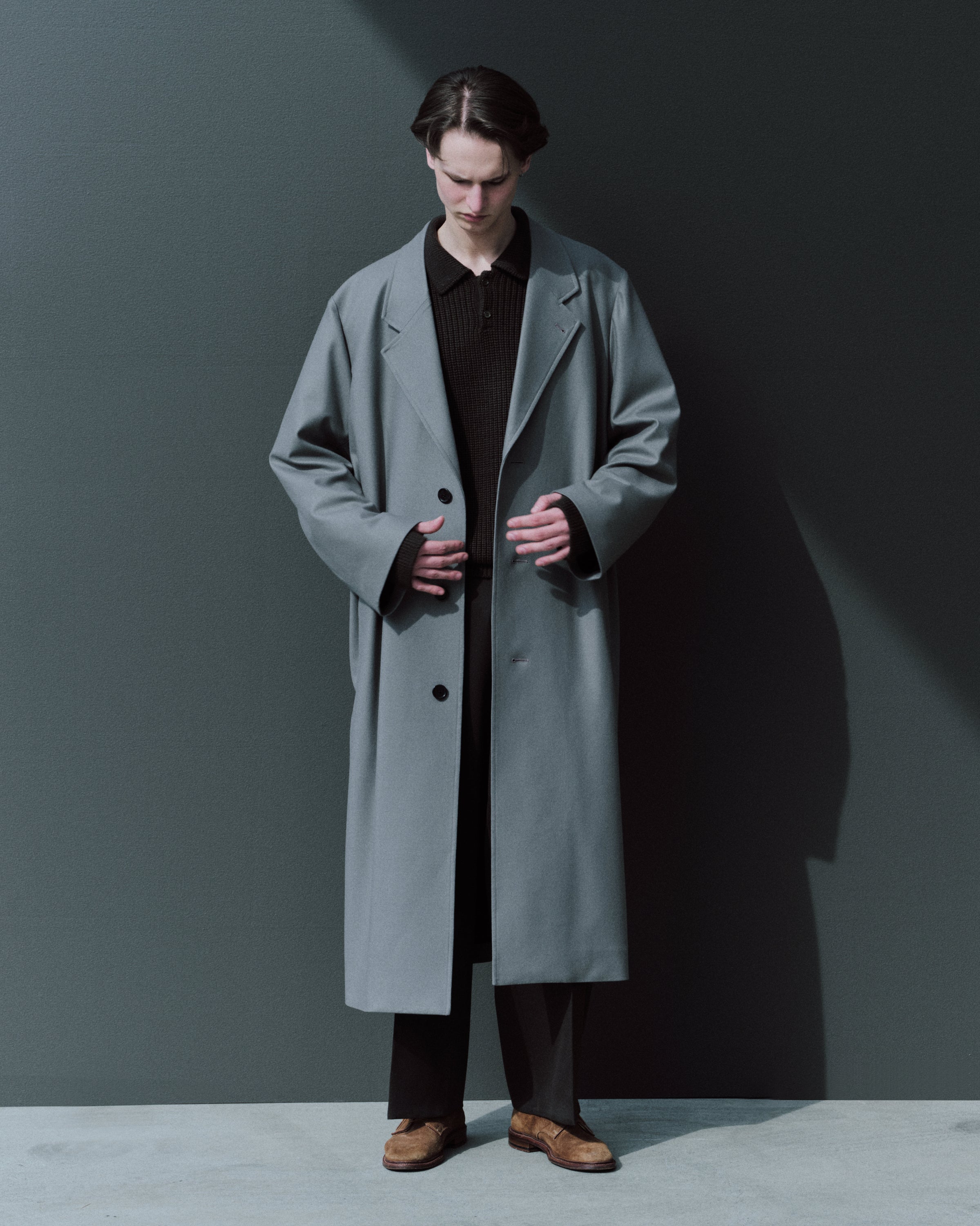 2/2/96 Wool Flannel / Long Overcoat, Steel Gray