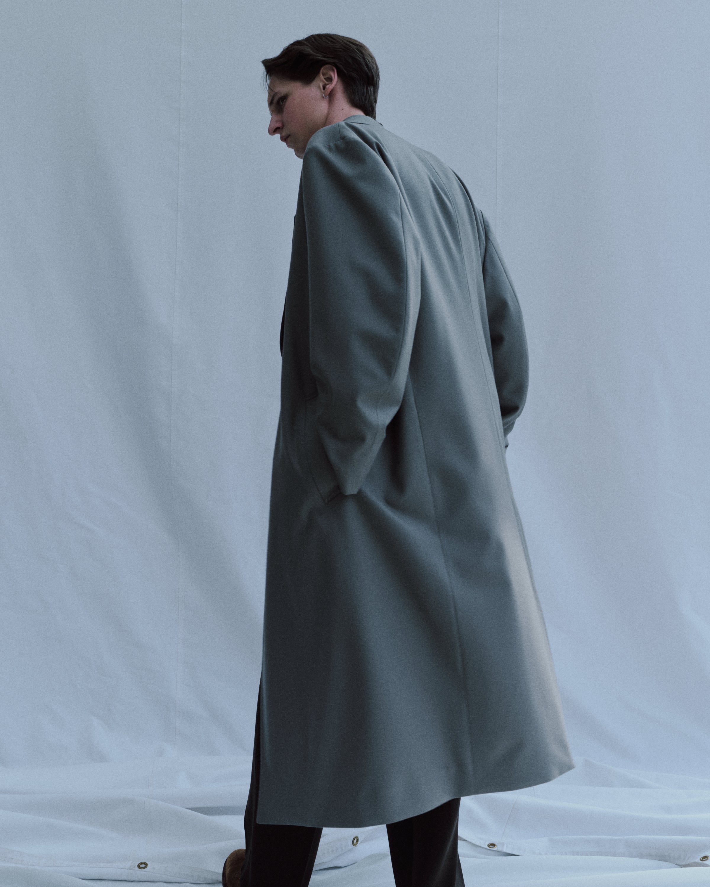 2/2/96 Wool Flannel / Long Overcoat, Steel Gray