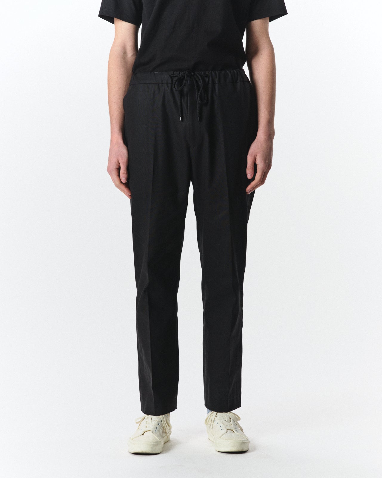 Organic Cotton Survival Cloth® / Flat Tapered Easy Trousers, Black