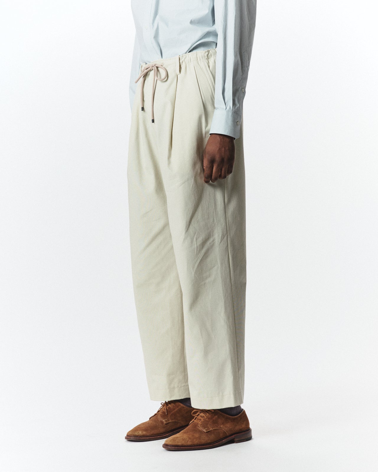 Organic Cotton Survival  Cloth® / Double Pleated Easy Trousers, Ivory