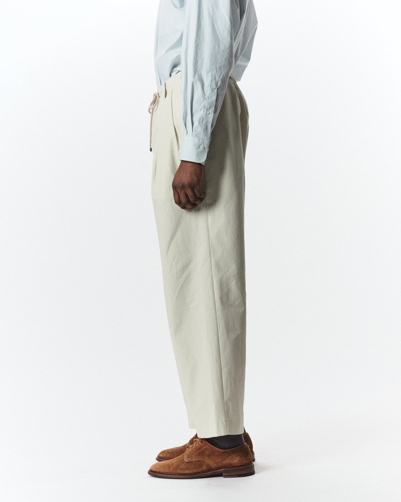 Organic Cotton Survival  Cloth® / Double Pleated Easy Trousers, Ivory