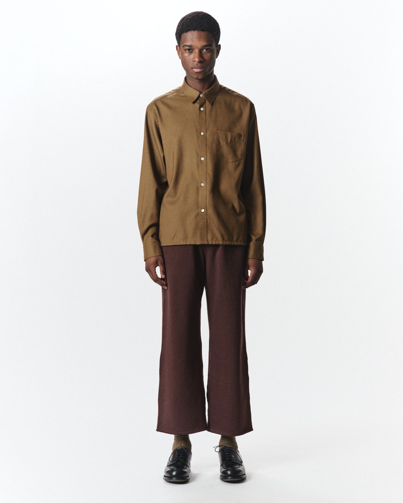 Organic Cotton Heavy Fleece / Wide Gym Pants, Dark Brown