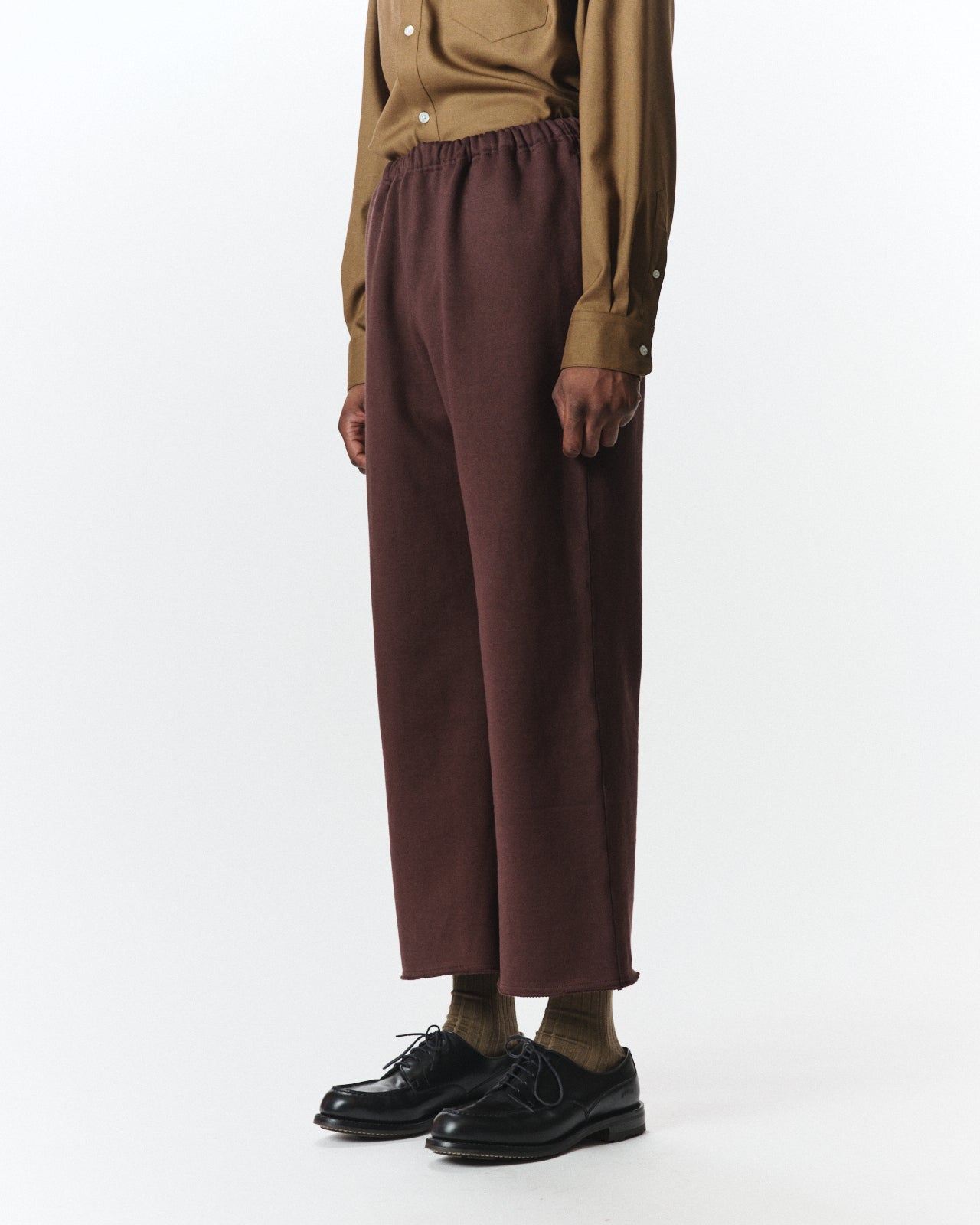 Organic Cotton Heavy Fleece / Wide Gym Pants, Dark Brown
