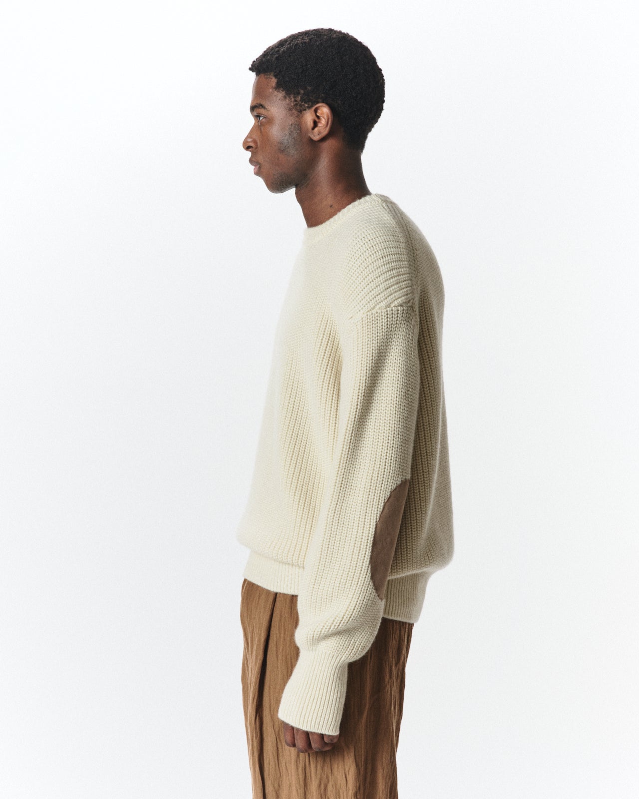 アルパカ16 / リブドクルーネックジャンパー, Natural White