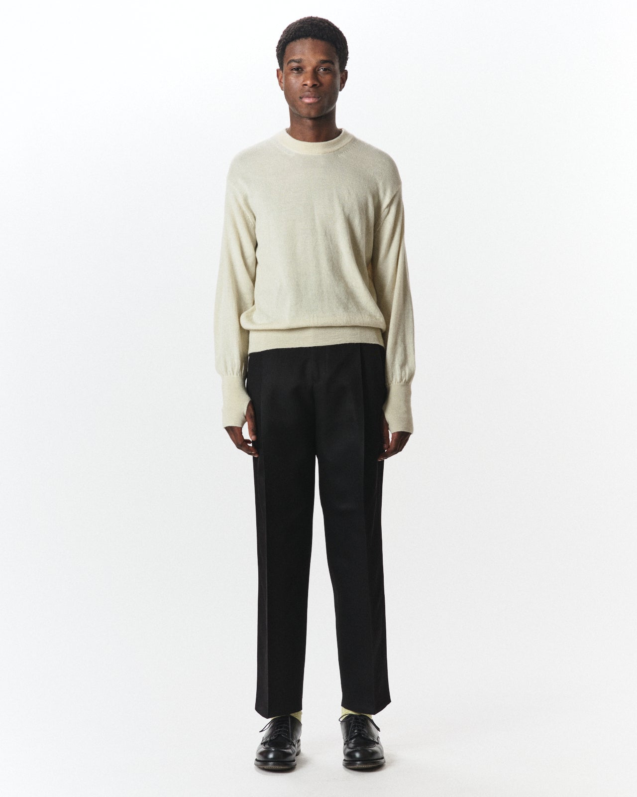 Organic Wool Survival Cloth / Double Pleated Semi Easy Trousers, Charcoal