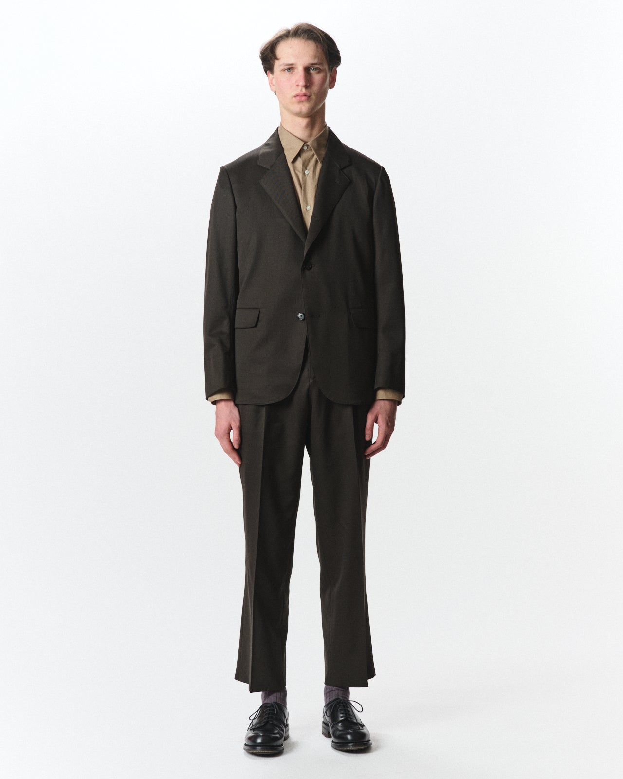 オーガニックウール 2/80 ギャバジン / サックコート, Dark Olive
