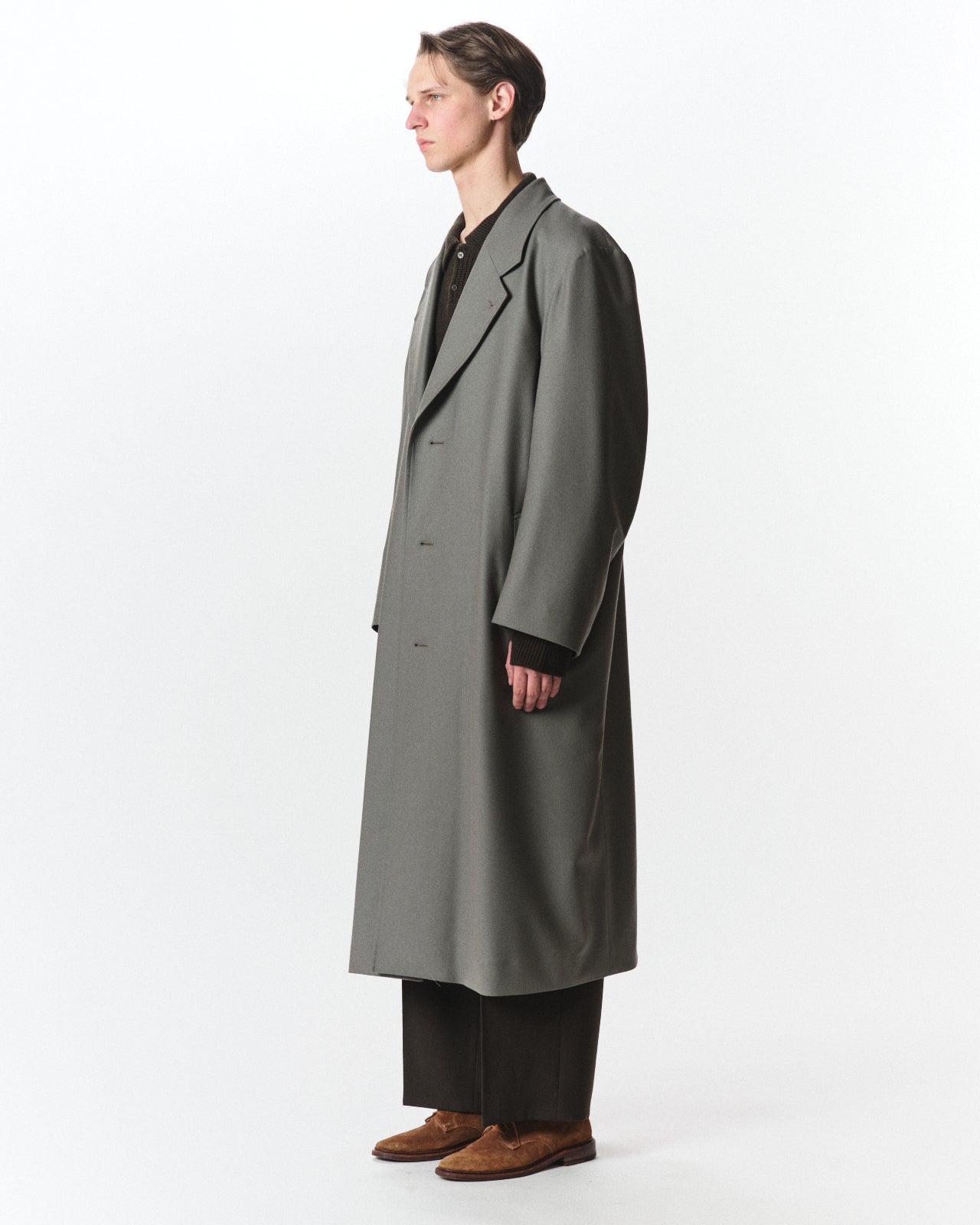2/2/96 Wool Flannel / Long Overcoat, Steel Gray