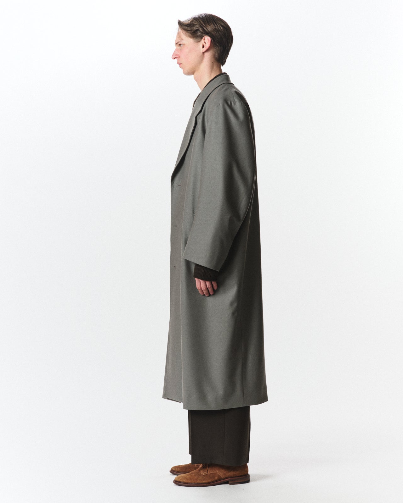 2/2/96 Wool Flannel / Long Overcoat, Steel Gray