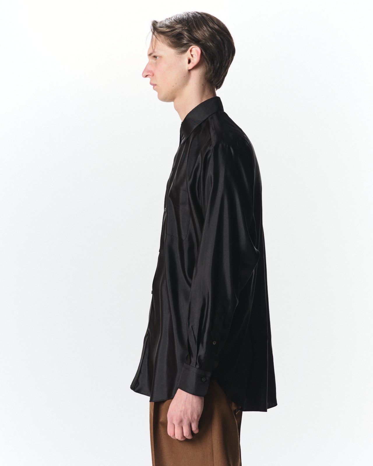 Bratac Silk Back Satin / Regular Fit Dress Shirt, Black