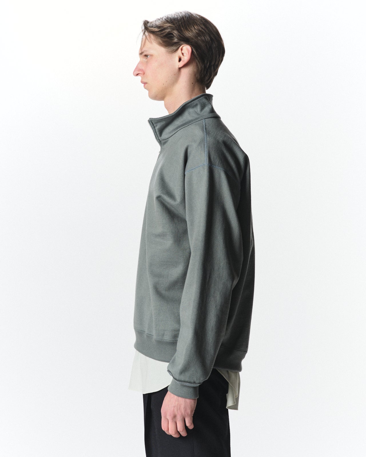 Organic Cotton Heavy Fleece / Comfort Half Zip, Sage Green