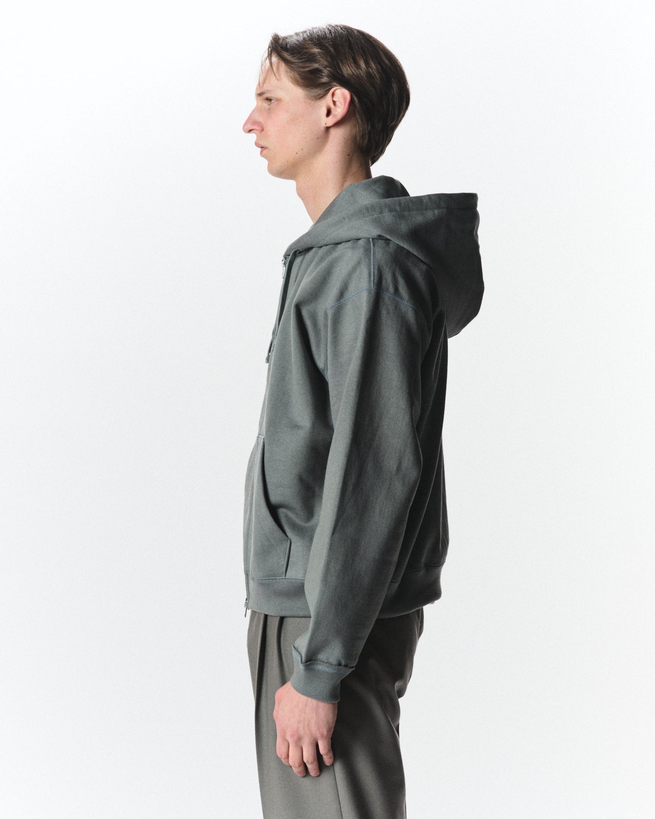 Organic Cotton Heavy Fleece / Comfort Zip Parka, Sage Green