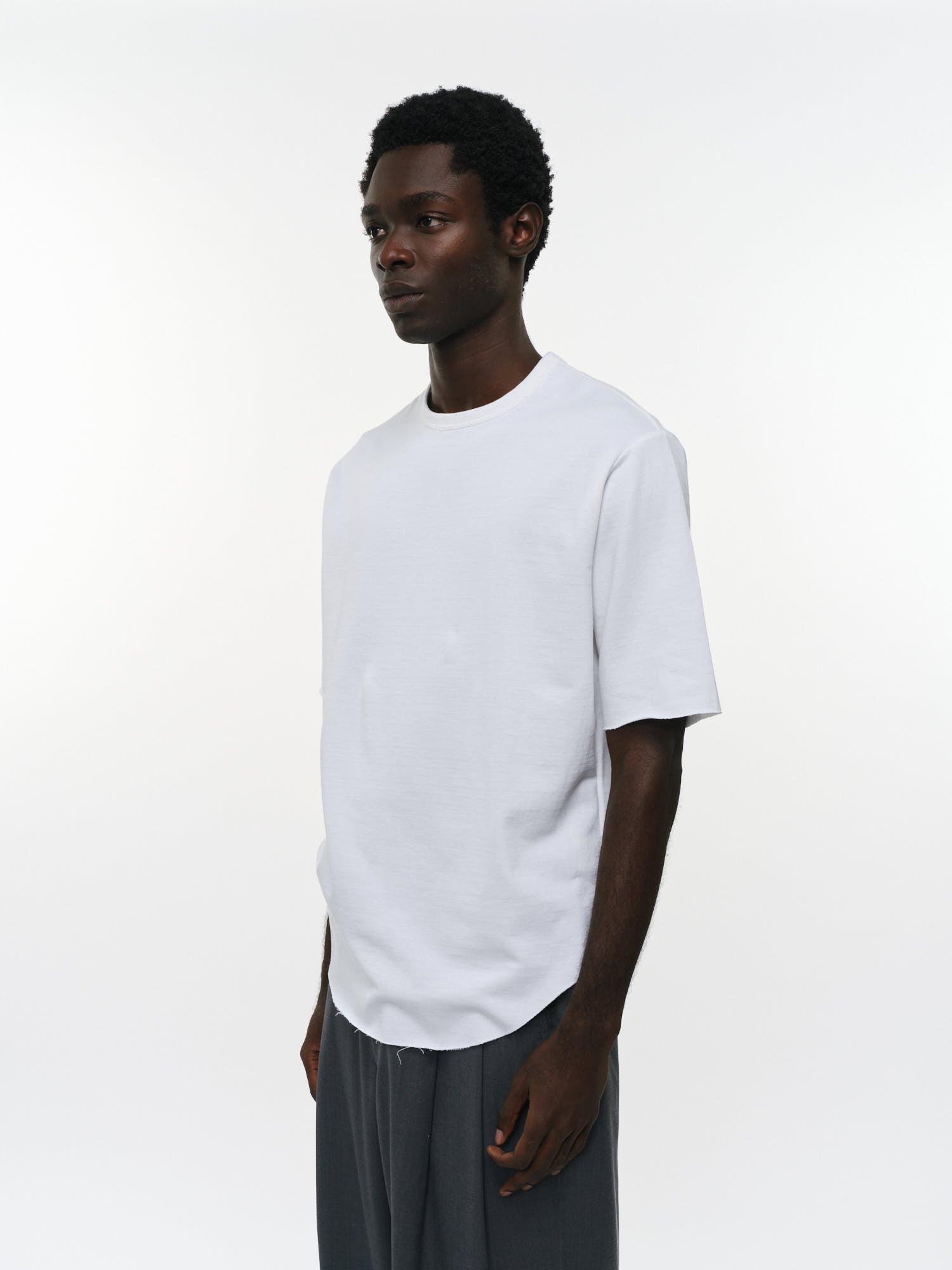 オーガニック超長綿空紡インレイ / ラウンドヘムクルーネックS/S, White
