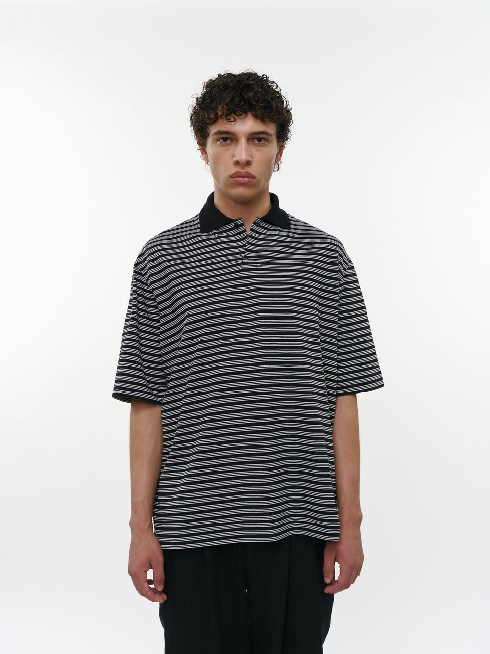 オーガニックコットン強燃ドライカノコ / ワンボタンTeeS/S, Black Border