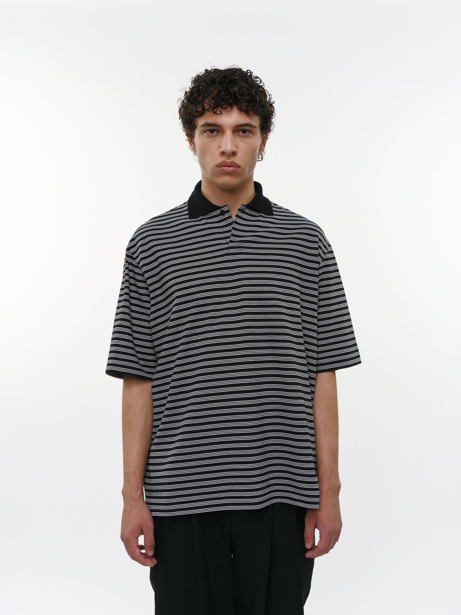 オーガニックコットン強燃ドライカノコ / ワンボタンTeeS/S, Black Border