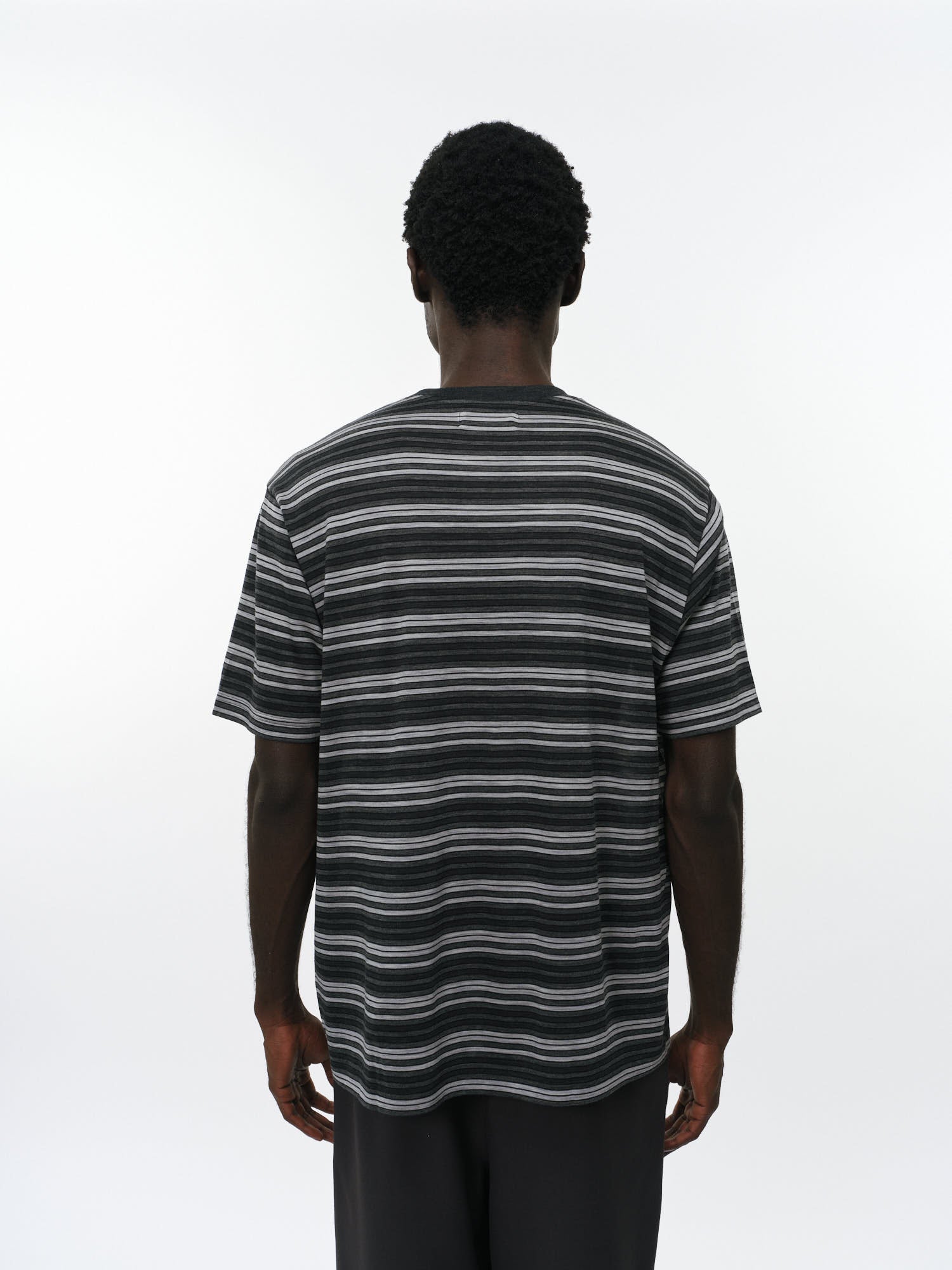 Super120sウォッシャブルウール天竺 / クルーネックTee, Gray Border