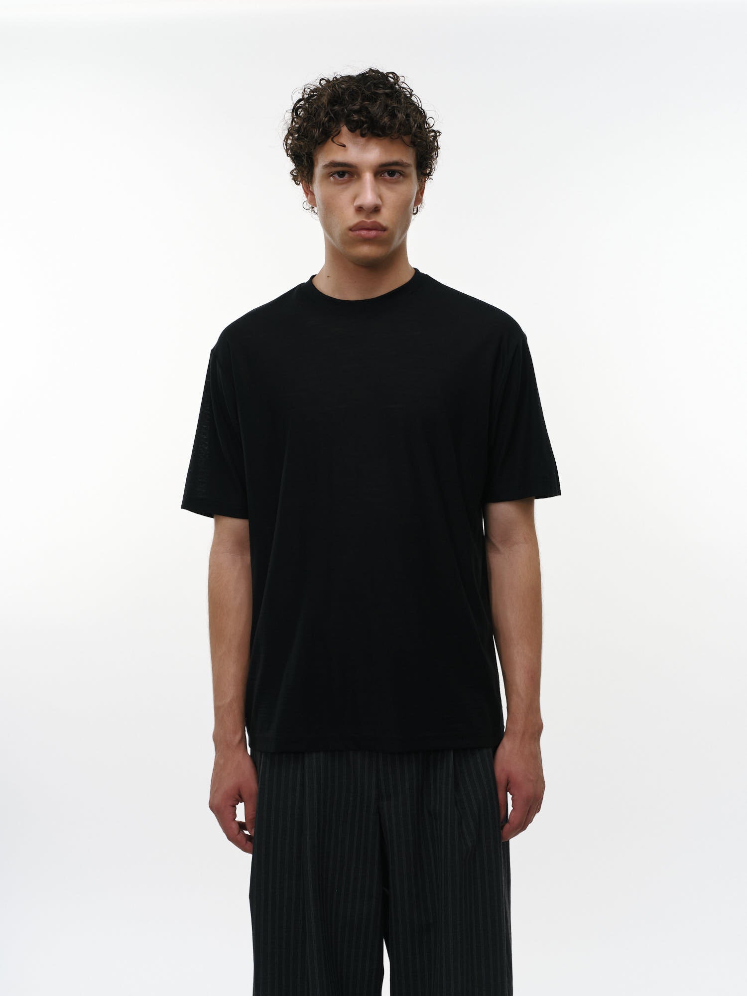 オーガニックコットン40/2天竺 / クルーネックTee, Black