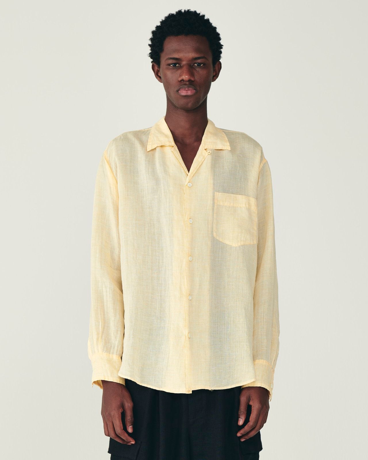 ラミーシャンブレー / オープンカラー L/S シャツ, Orange