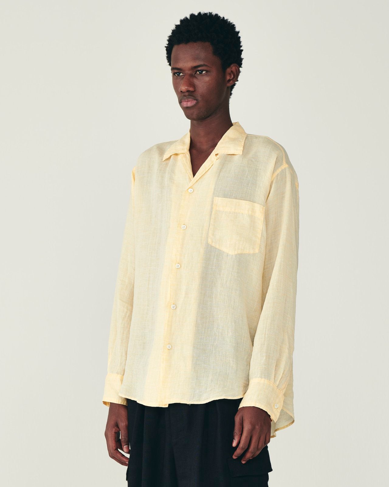 ラミーシャンブレー / オープンカラー L/S シャツ, Orange