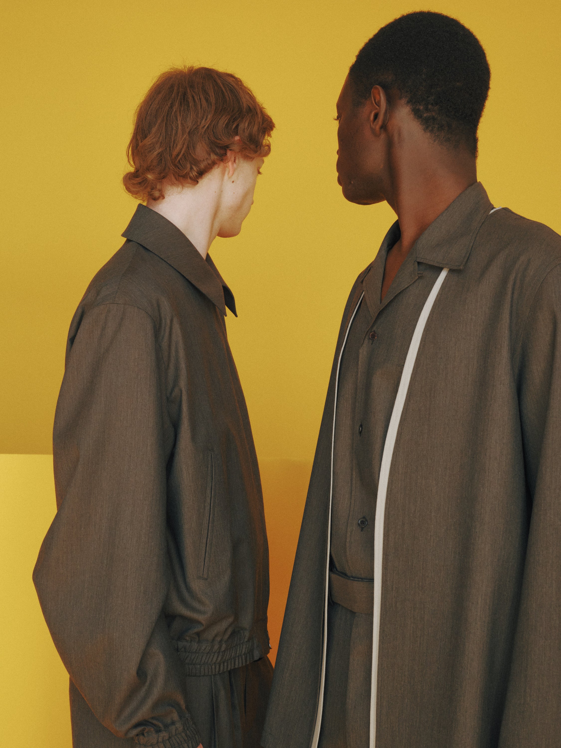 2/60 Wool Tropical Melange / Zip Blouson, Brown Gray
