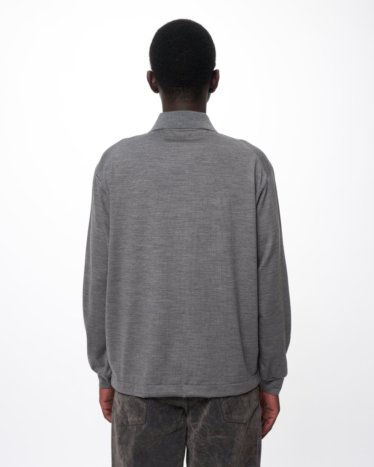 Super 100s Washable Wool Jersey / Shirt Cardigan, Top Gray