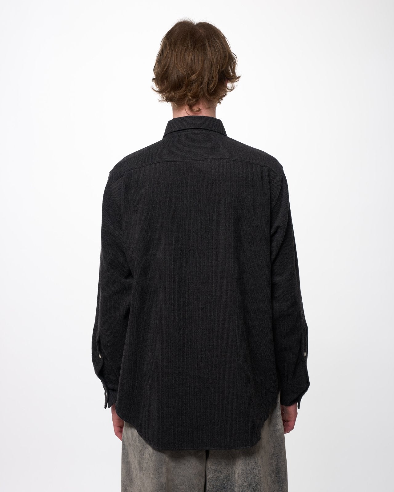 Super 120s Wool Corduroy / Cowboy Shirt, Top Gray
