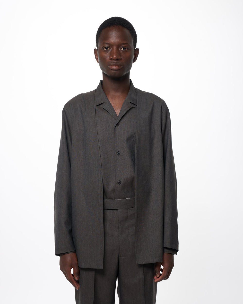 2/60 Wool Tropical Melange / Minimalist Jacket, Brown Gray