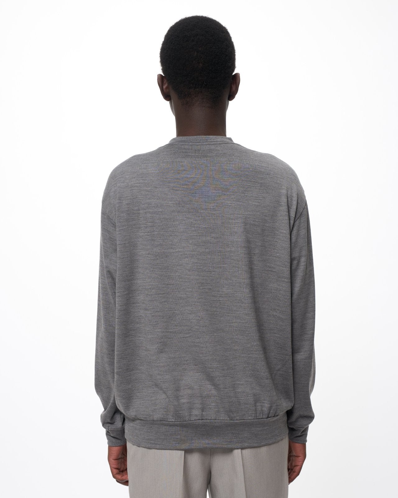 Super 100s Washable Wool Jersey / Crew Neck L/S Tee, Top Gray