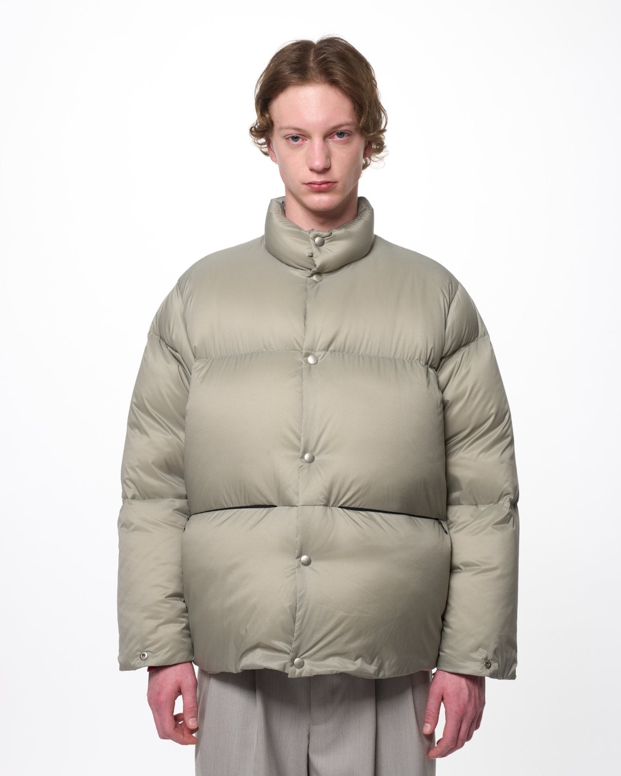 Recycled Nylon Mini Ripstop / Down Jacket, Light Gray