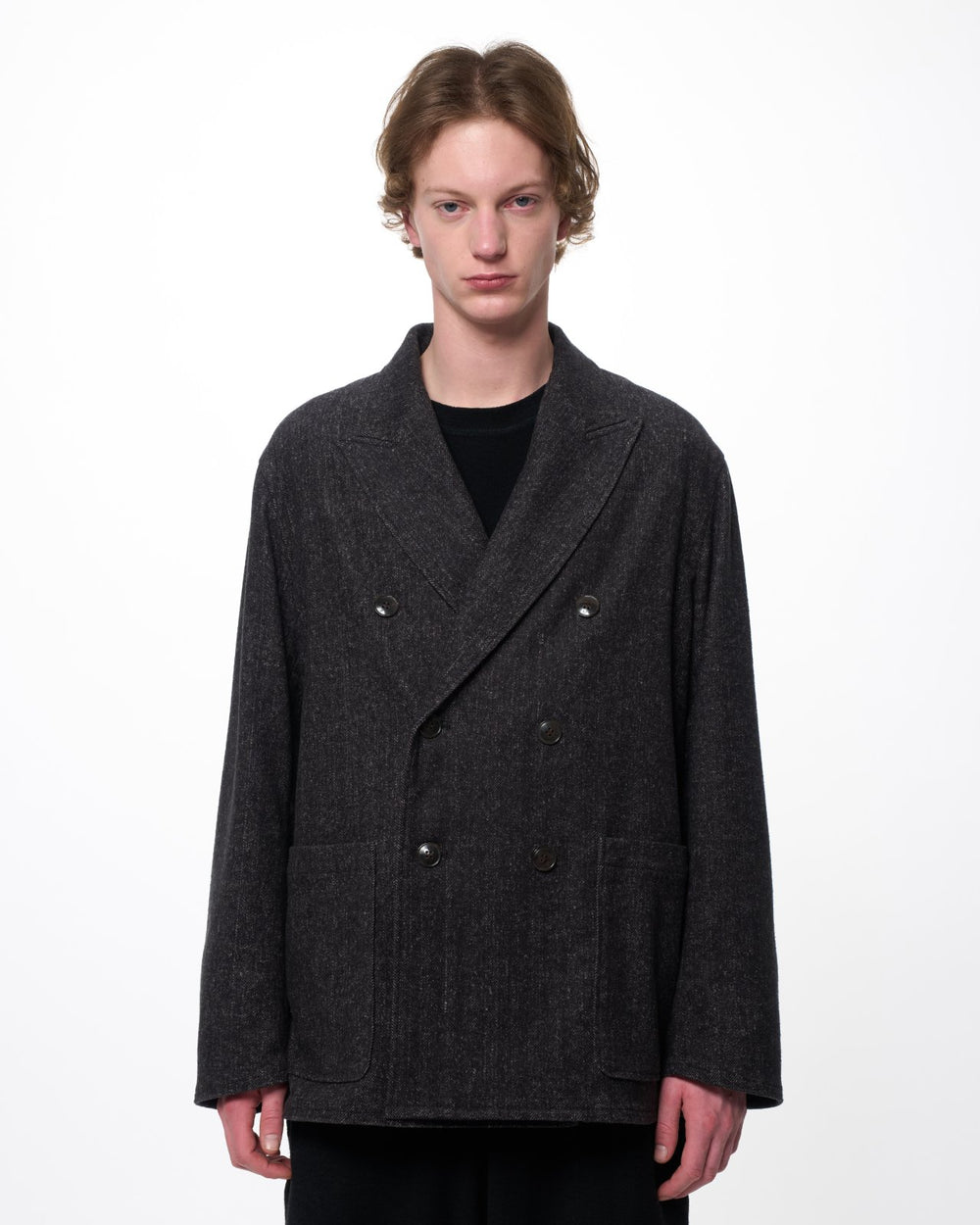Heavy Silk Flannel / Relaxed Fit W.B Jacket, Herringbone