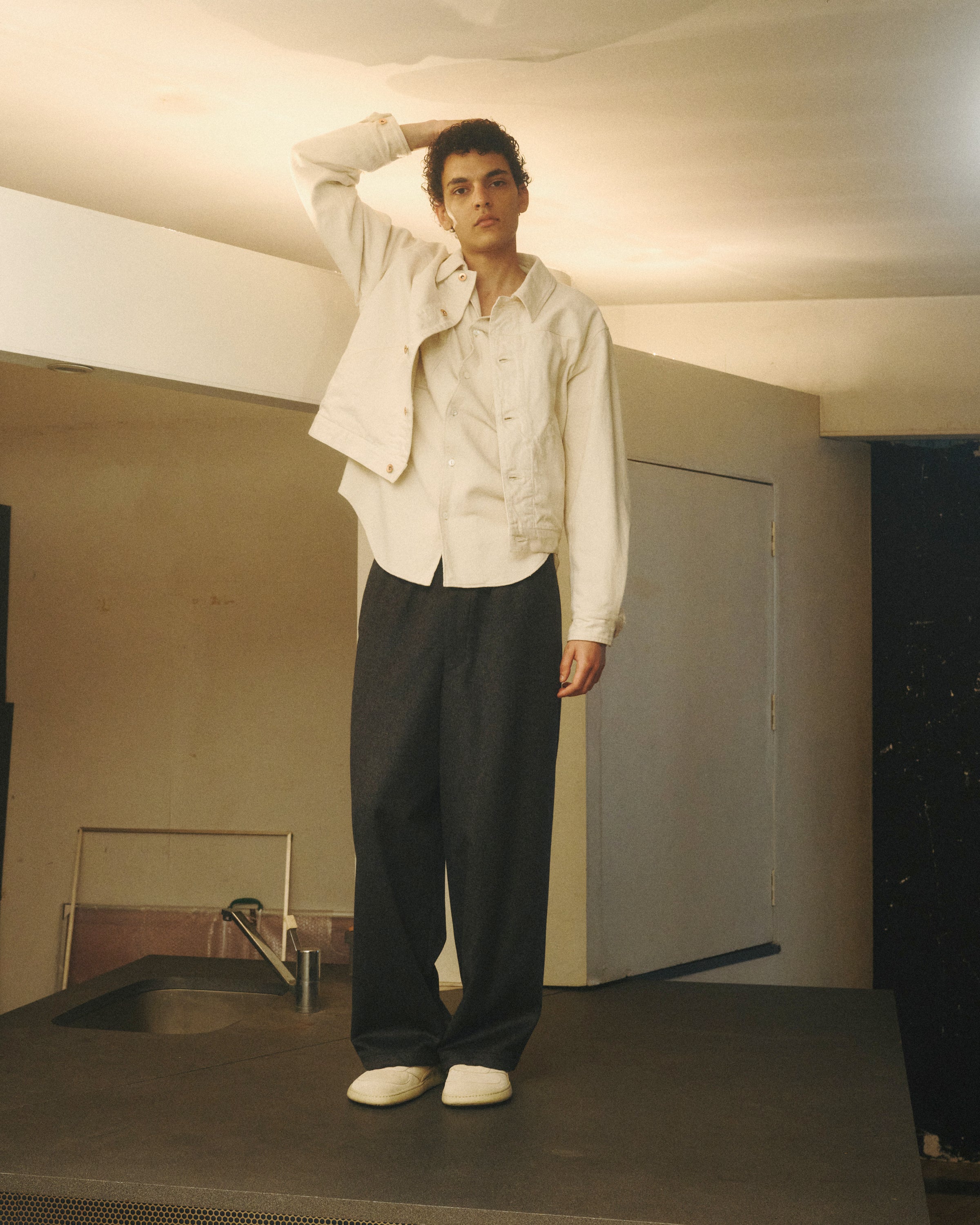 Silk Flannel / Utility Shirt, Ecru