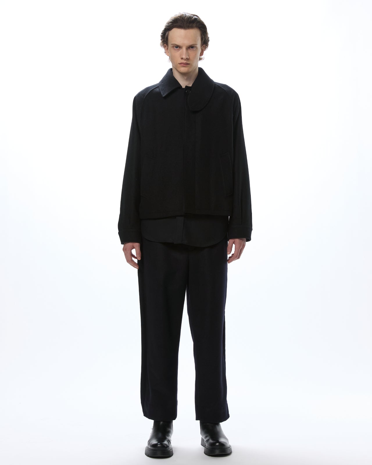 Cashmere Light Melton / Flying Man Jacket, Black