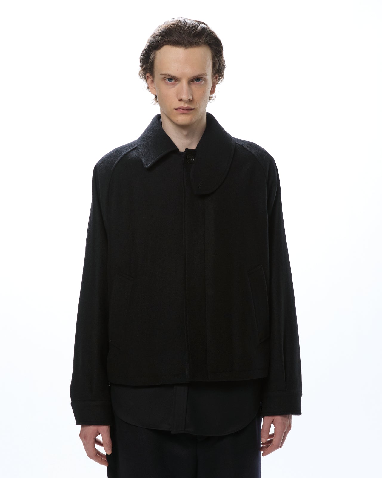 Cashmere Light Melton / Flying Man Jacket, Black
