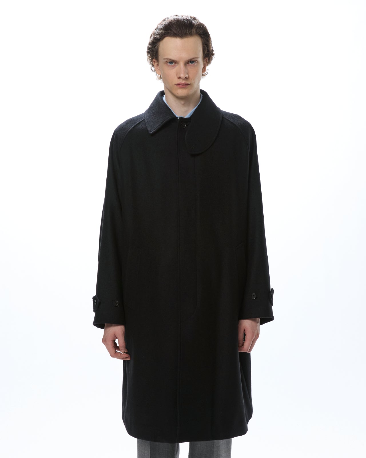 Cashmere Light Melton / Wanderer Coat, Black