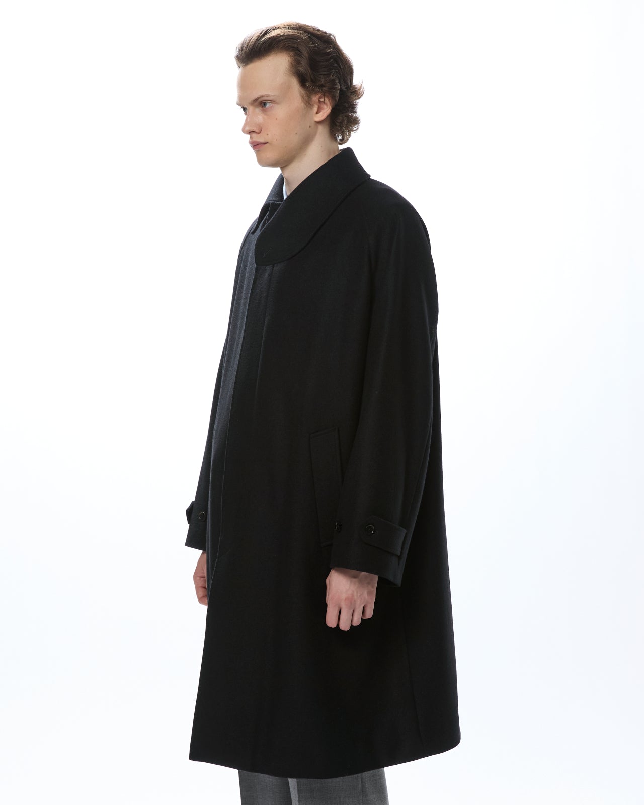 Cashmere Light Melton / Wanderer Coat, Black