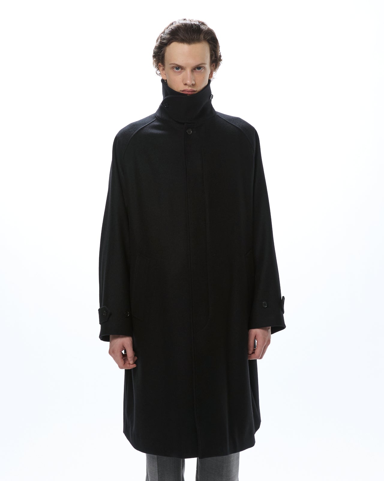 Cashmere Light Melton / Wanderer Coat, Black