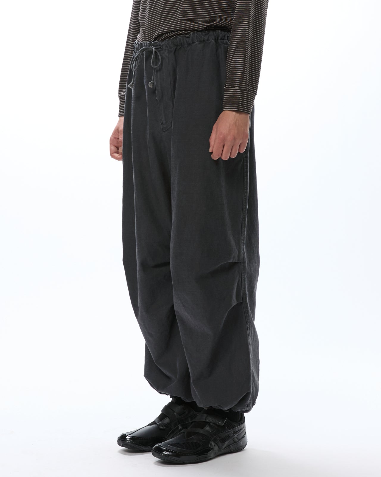 Organic Cotton Back Satin / Wide Over Pants, Black