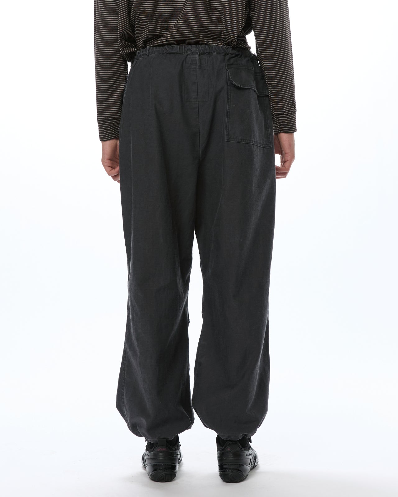 Organic Cotton Back Satin / Wide Over Pants, Black
