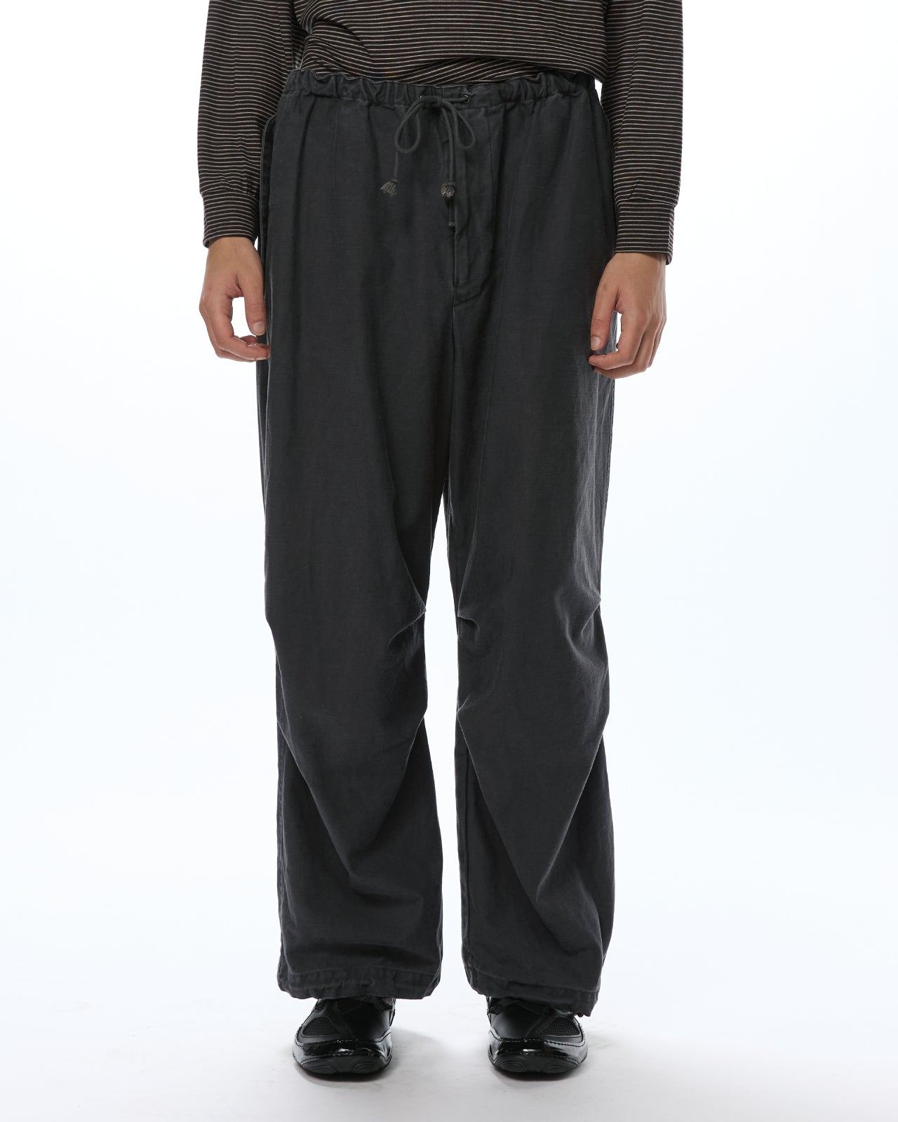 Organic Cotton Back Satin / Wide Over Pants, Black