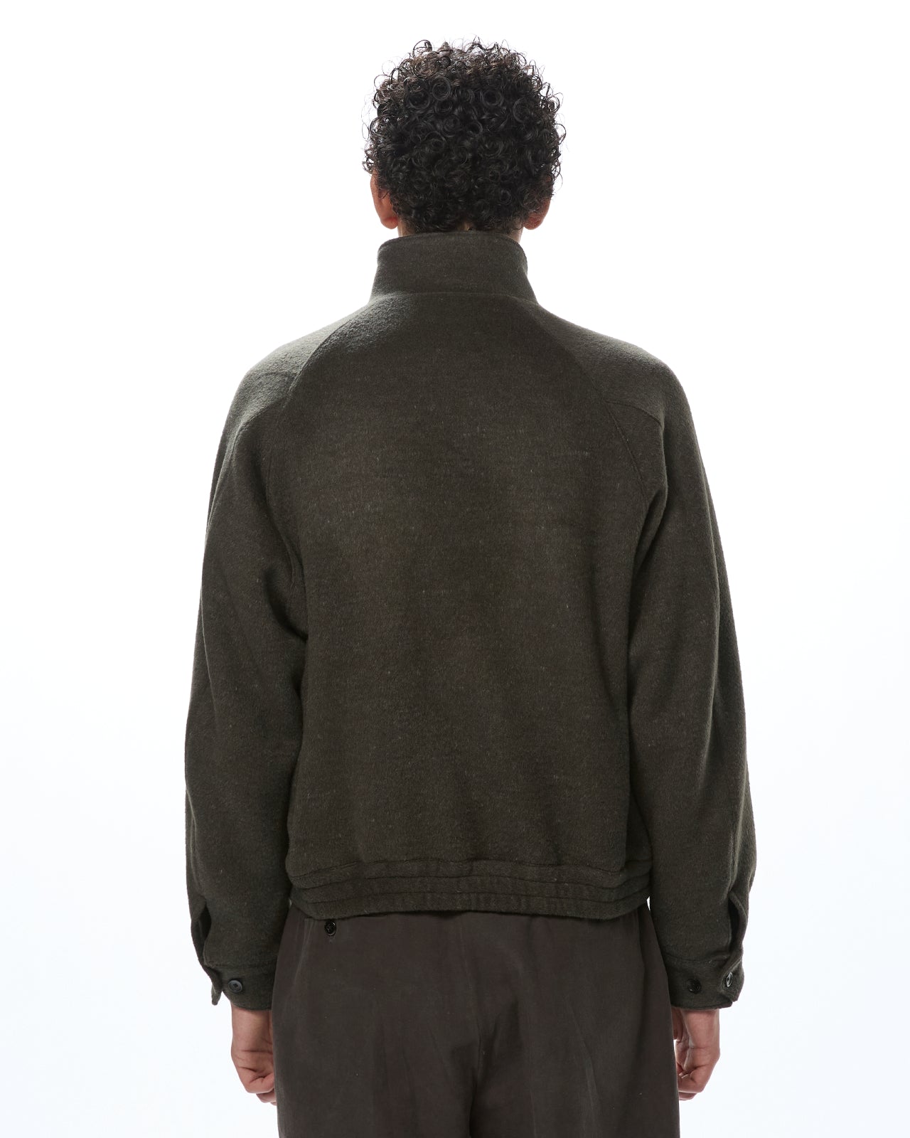 Wool Silk Double Cloth / Track Jacket, Top Olive