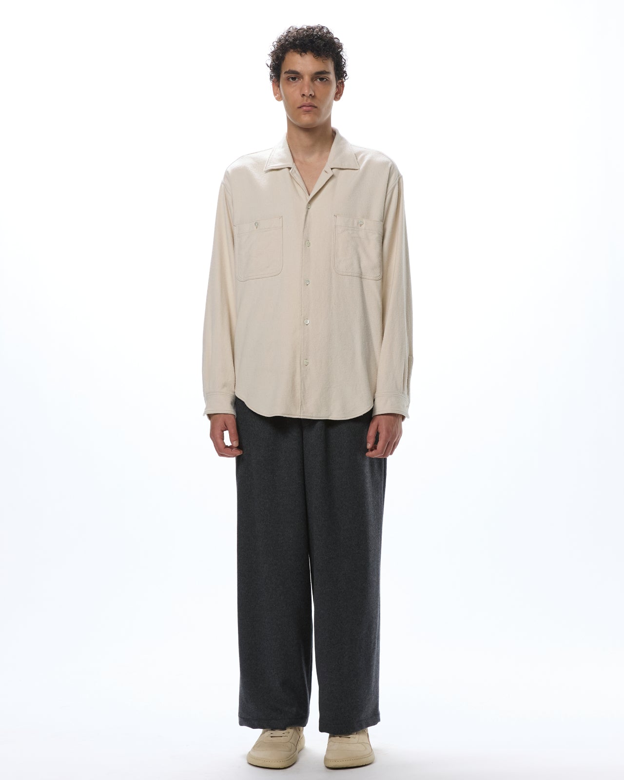 Silk Flannel / Utility Shirt, Ecru