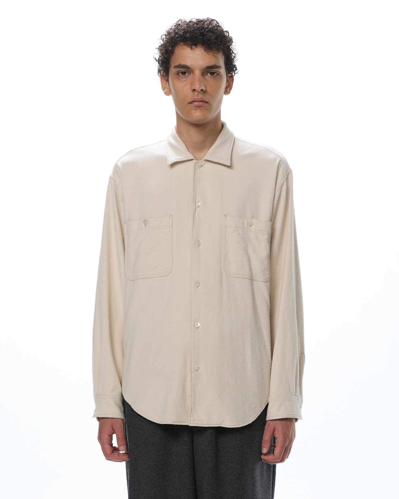 Silk Flannel / Utility Shirt, Ecru