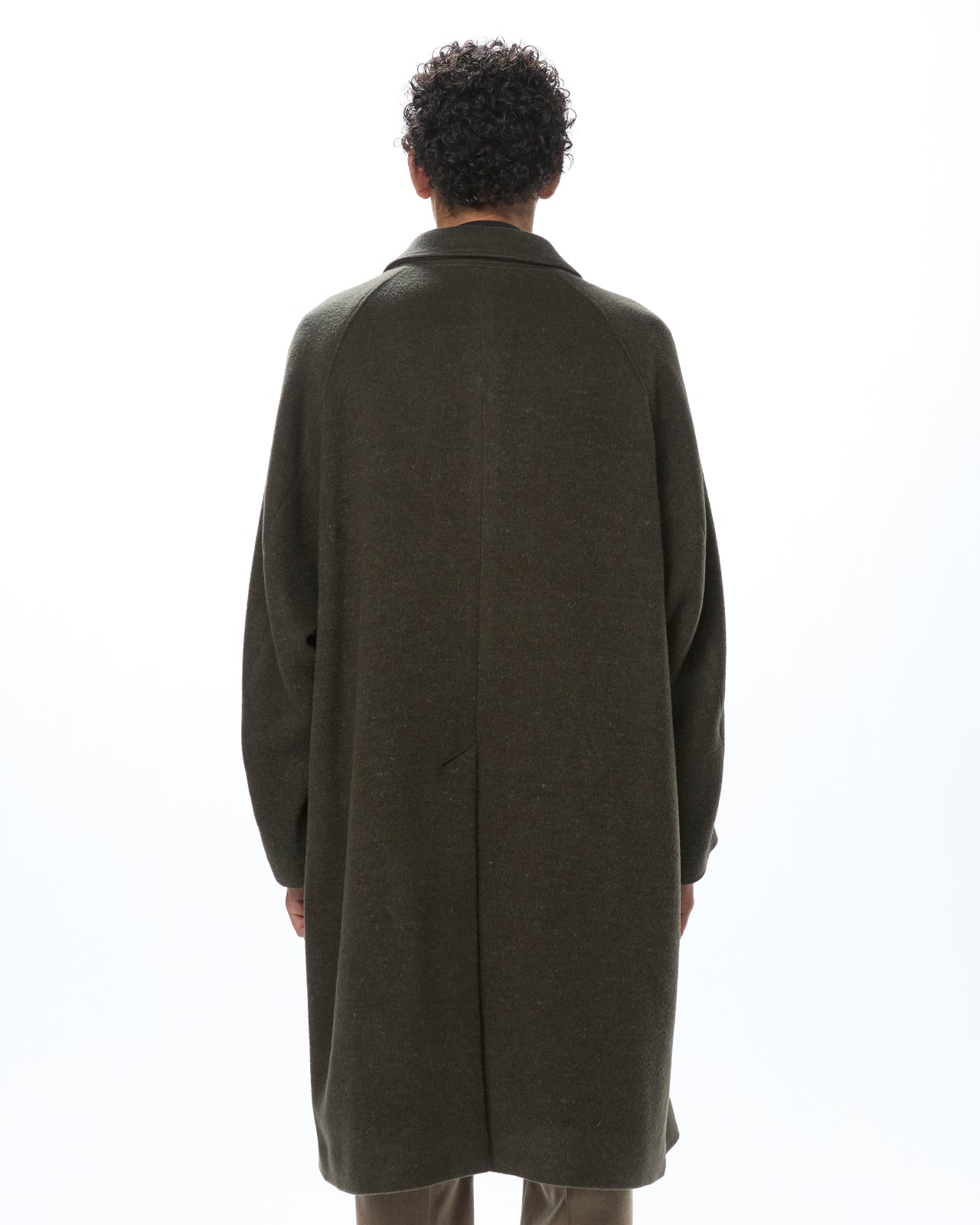 Wool Silk Double Cloth / Walk Around Overcoat, Top Olive