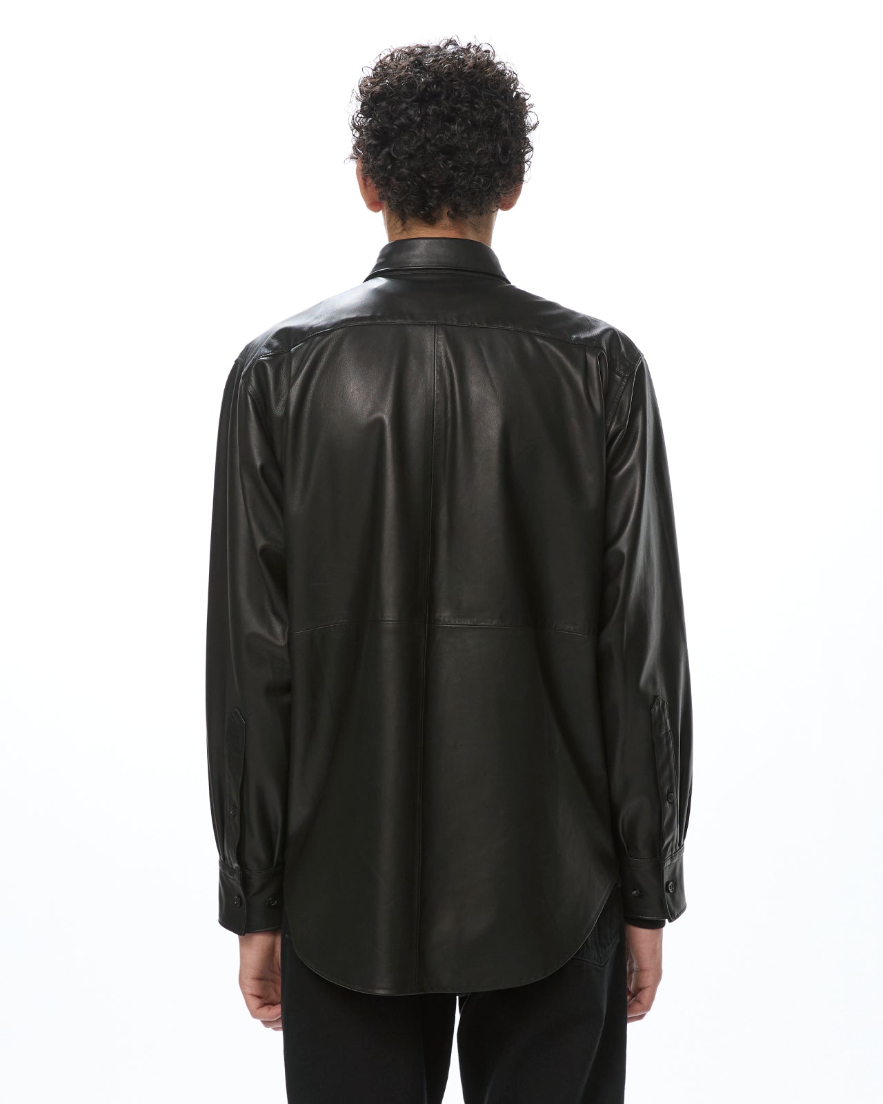 グレイズド シープスキン / レザーシャツ, Black