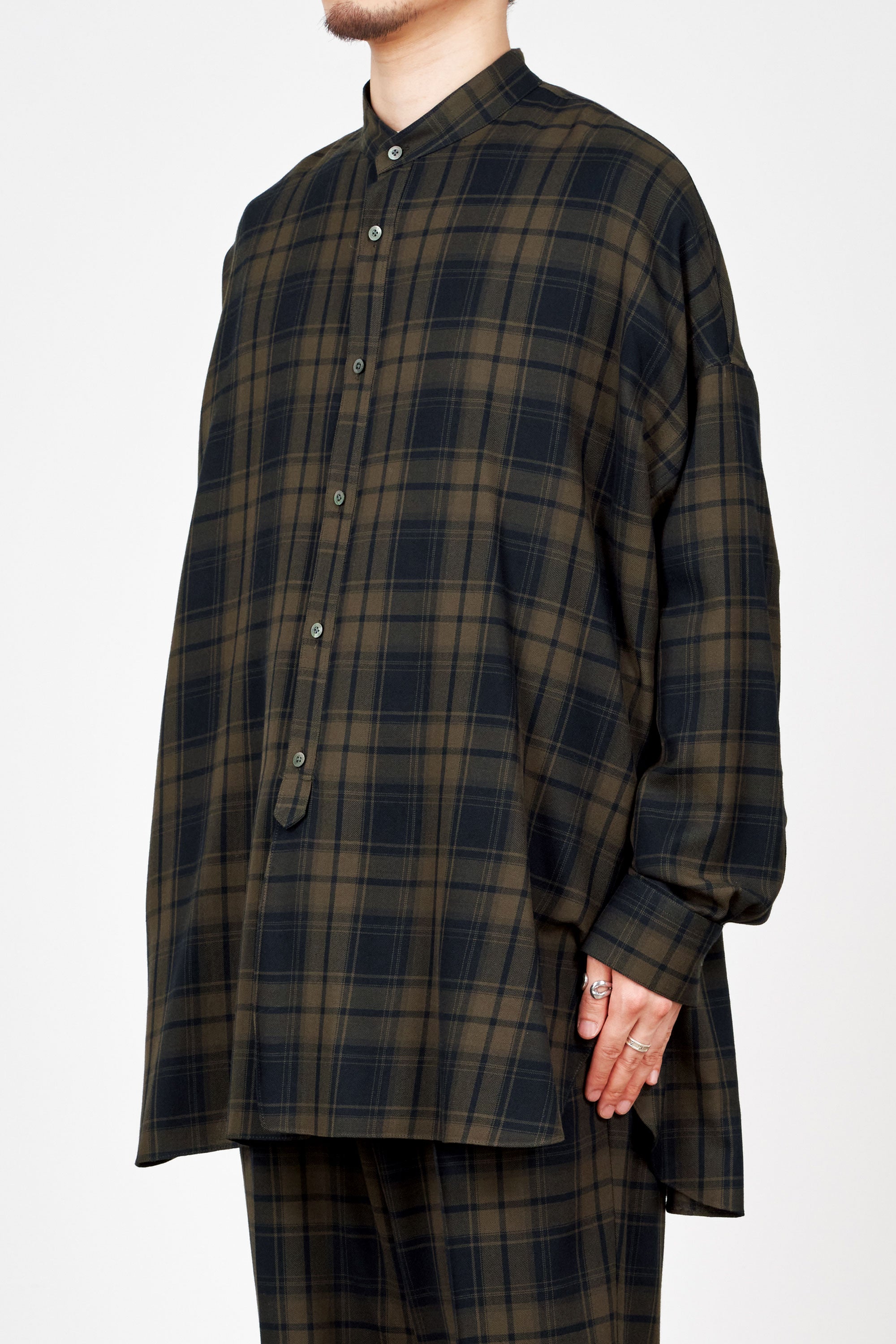  2/72オーガニックウールチェックヴィエラ / パジャマシャツ, Brown Check