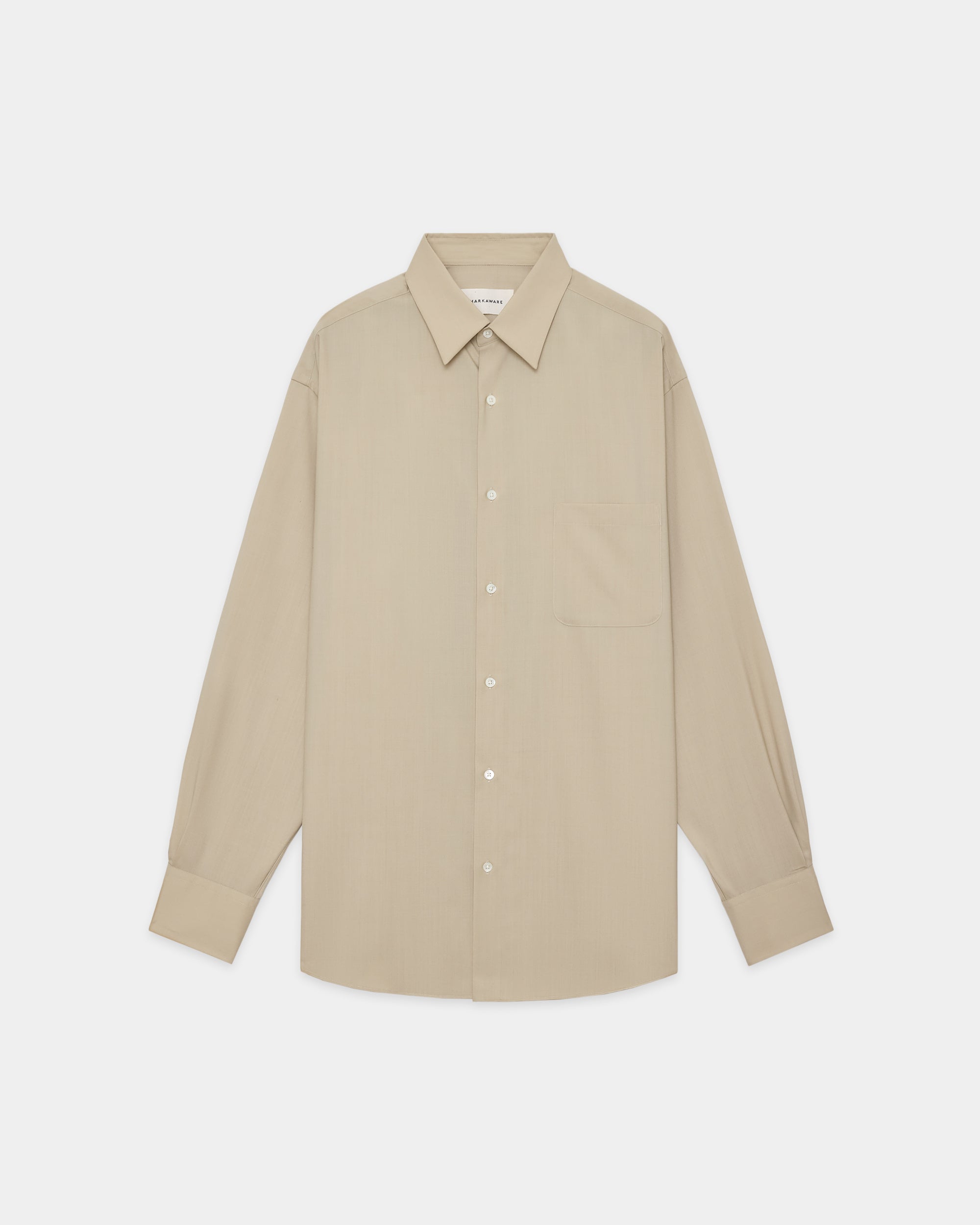 オーガニックウール2/80トロピカル / コンフォートフィットシャツ, Beige