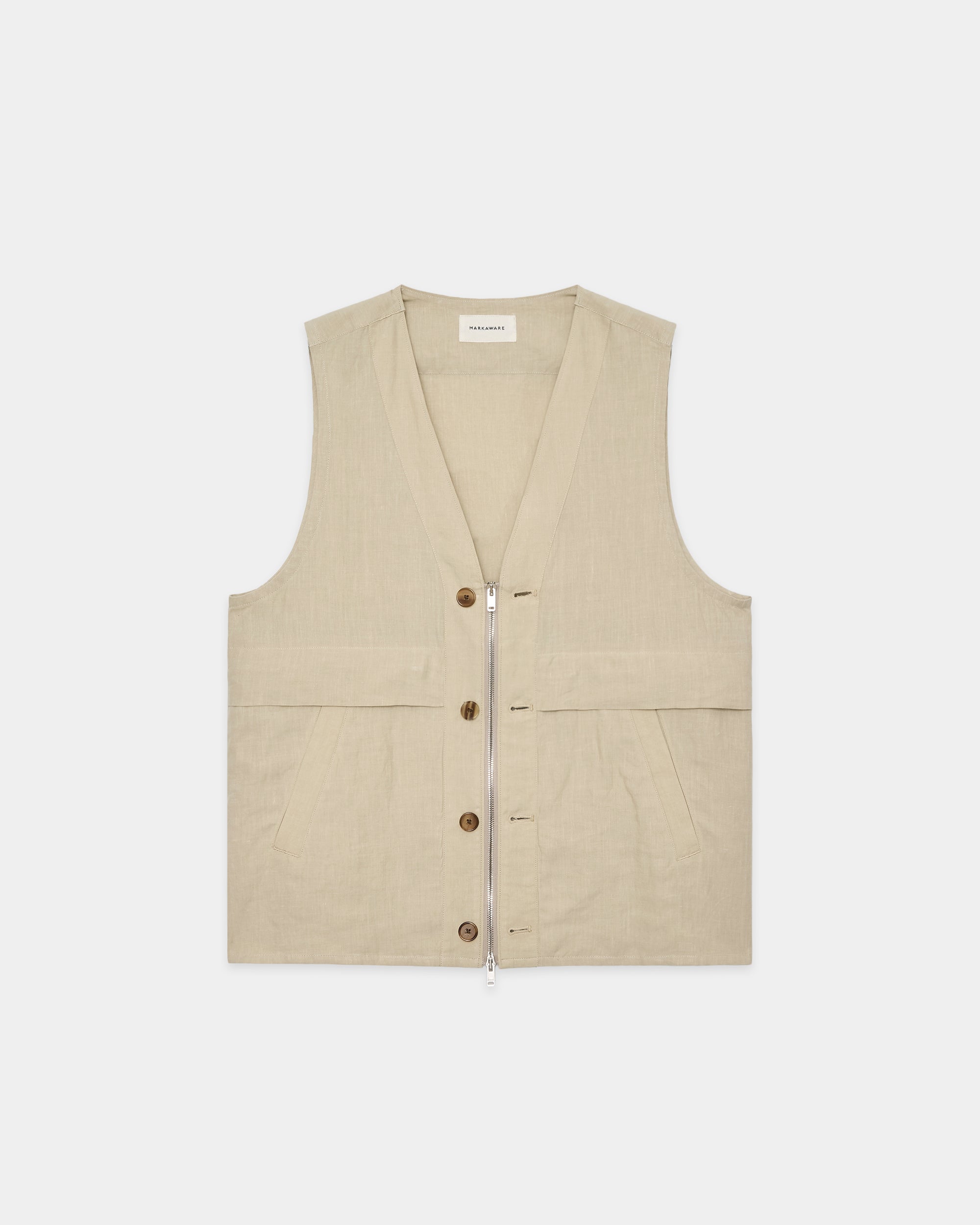 80/1ヘンプタイプライター / ウェストコート, Beige