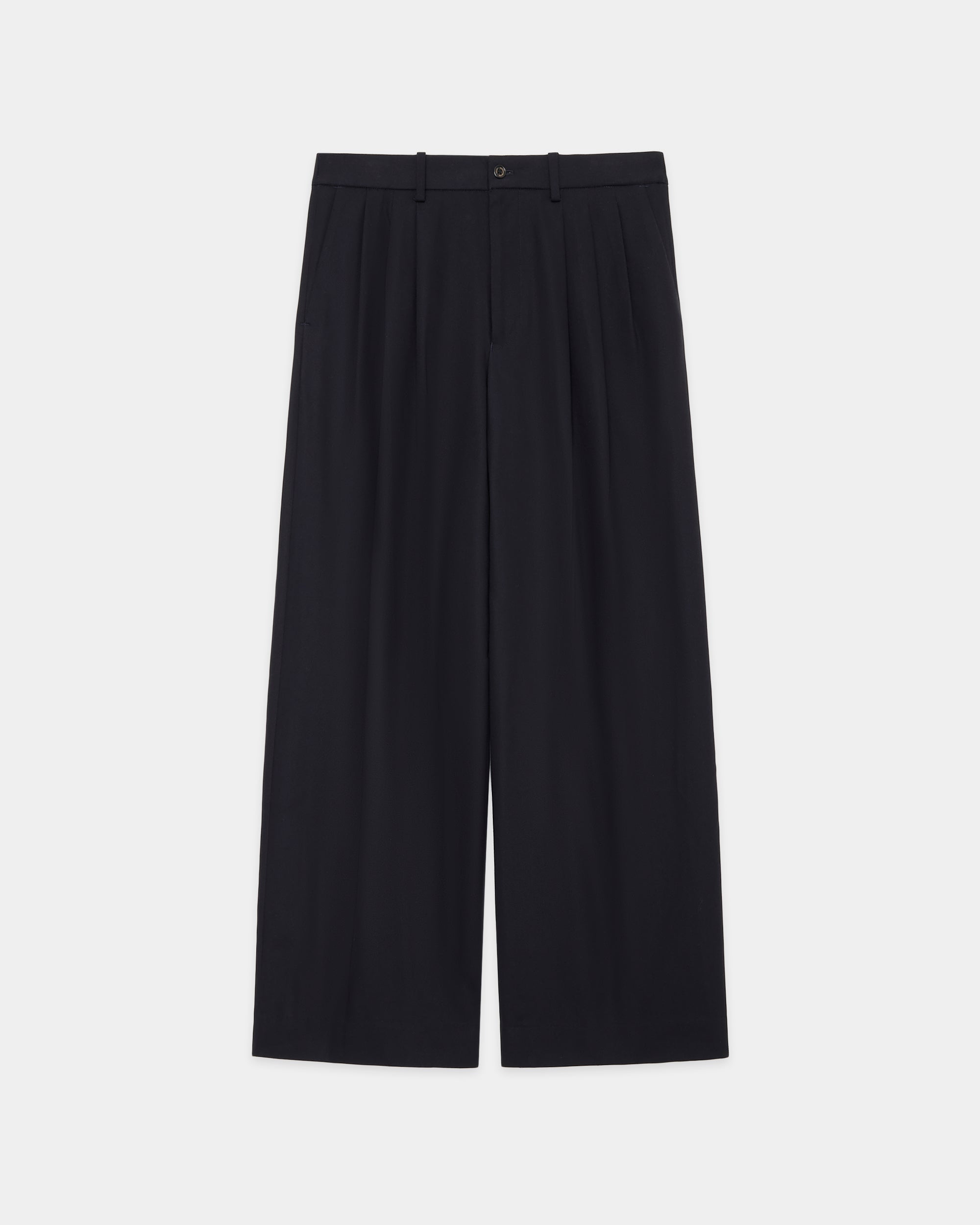 オーガニックコットンサバイバルクロス / トリプルプリーテッドワイドトラウザーズ, Navy