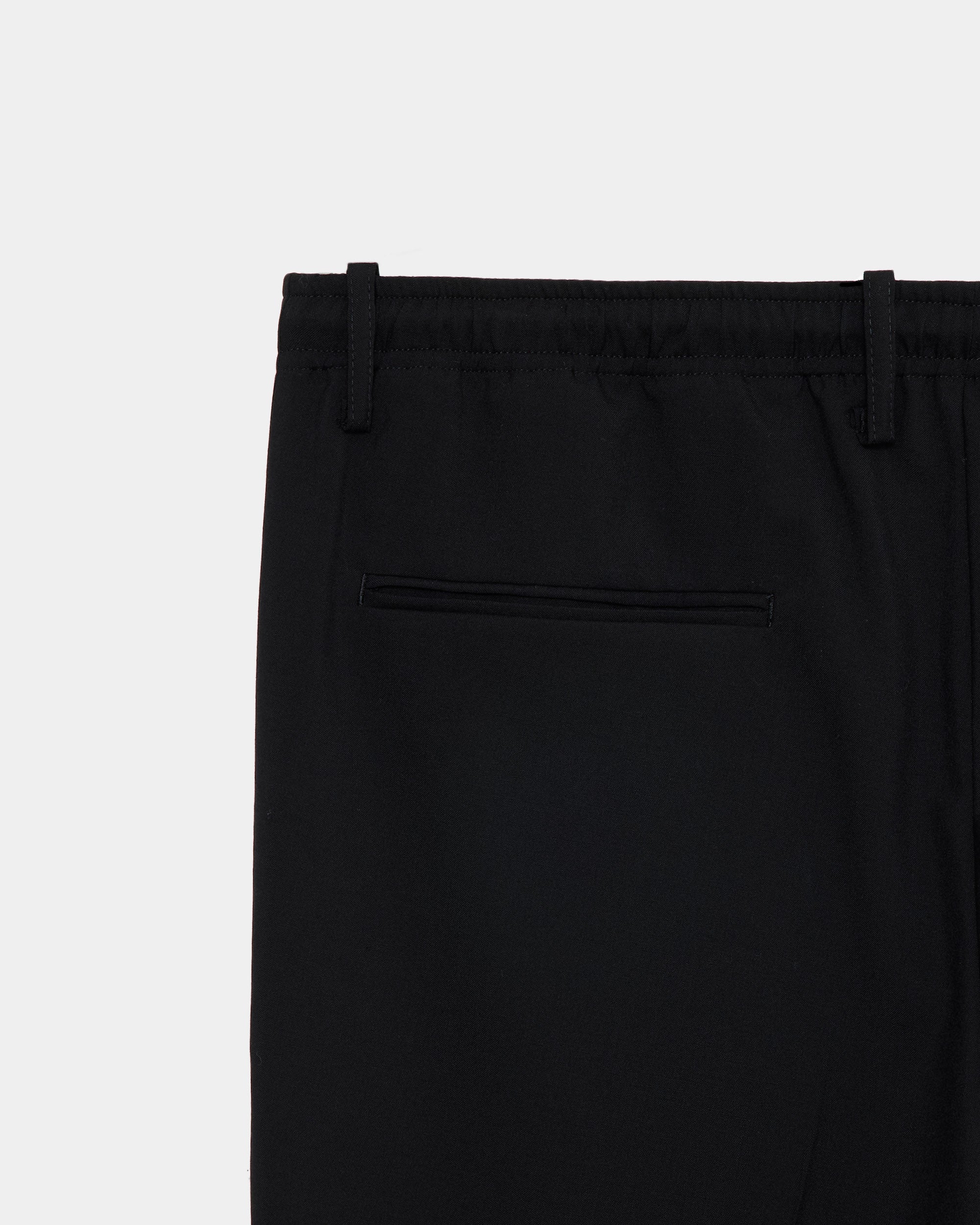 オーガニックウール2/80トロピカル / ワンタックテーパードイージーパンツ, Black